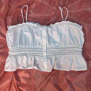 Madewell White Ruffled Top